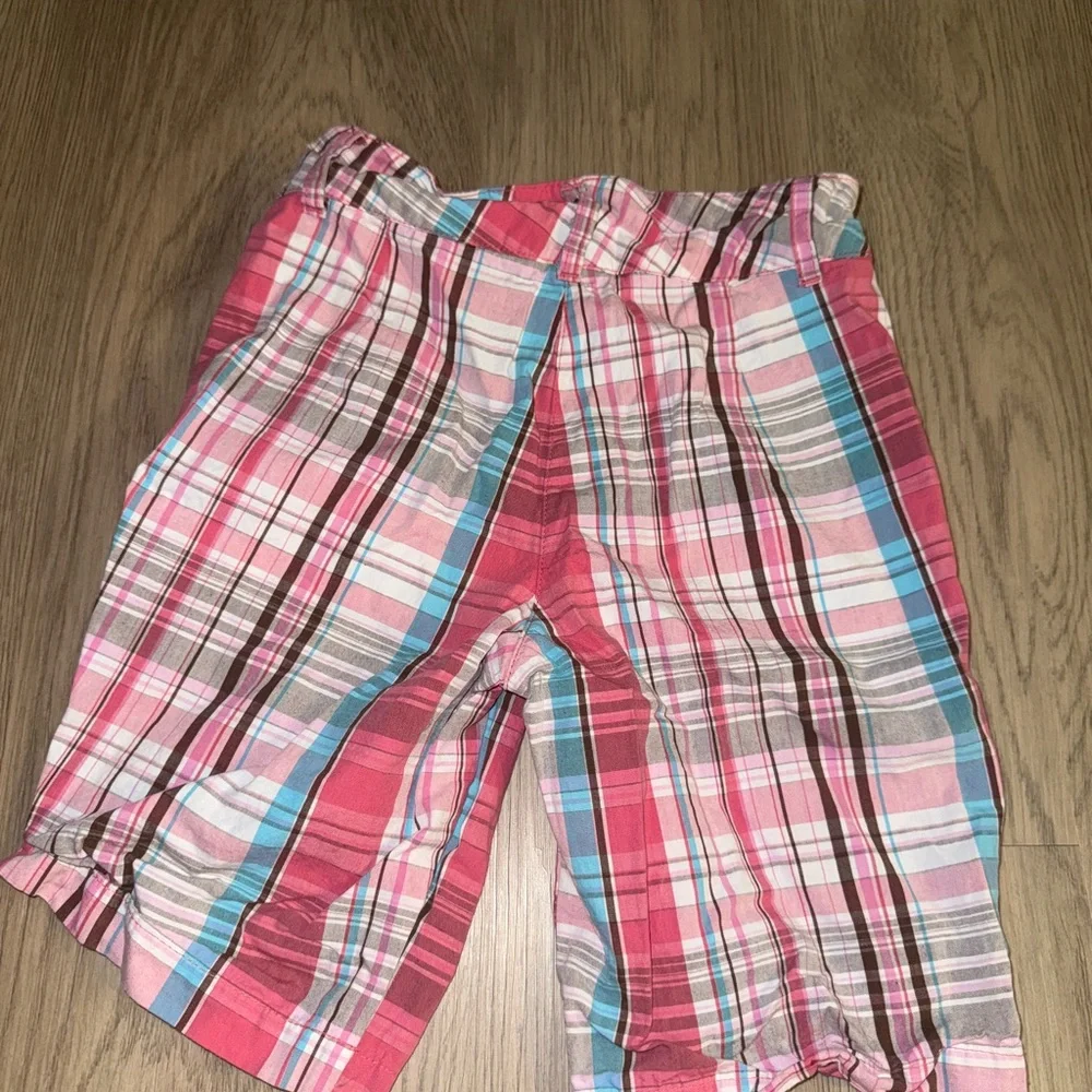 Y2K Girls‎ Pink Plaid Bermuda Shorts Preppy Coquette Summer Shorts